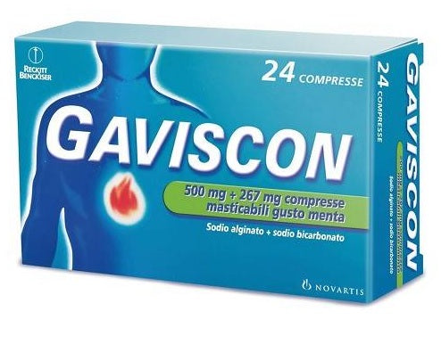 Gaviscon 24 Compresse Menta 500+267mg