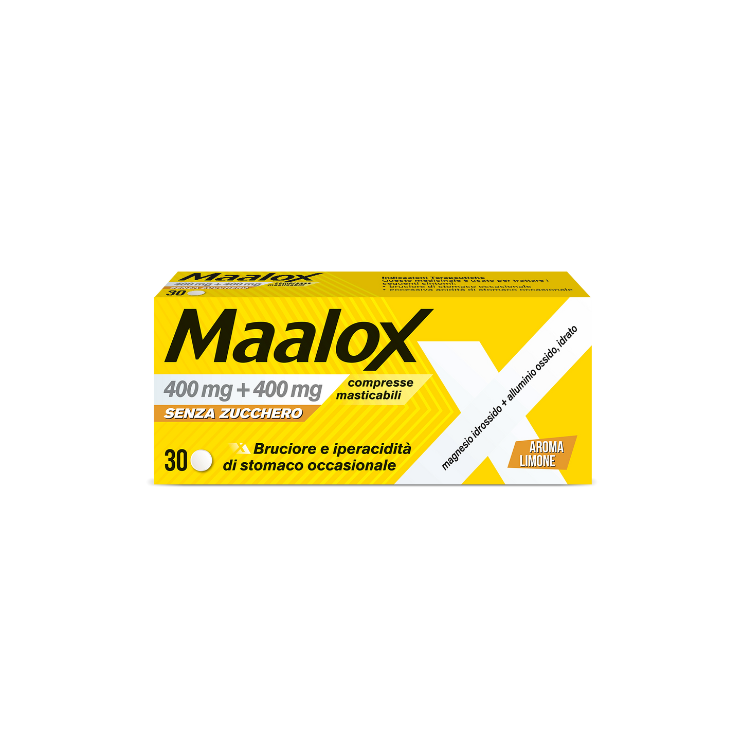 Maalox Senza Zucchero 30 Compresse Limone 400+400mg