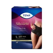 Tena Silhouette Slip Assorbente Noir L vita alta 8 Pezzi