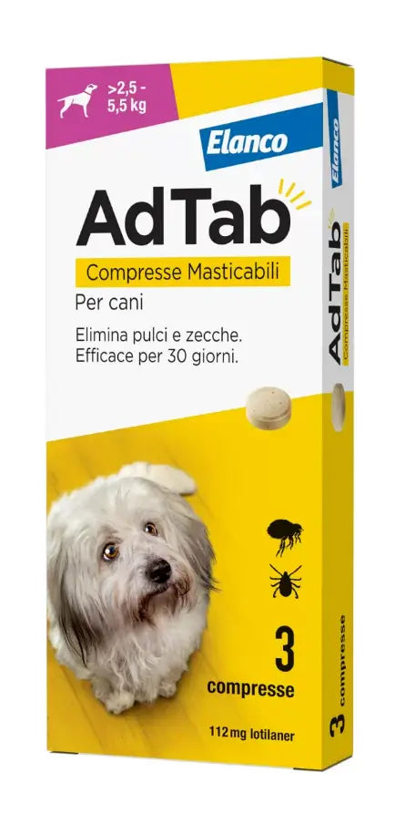 AdTab 3 Compresse masticabili per Cani da 2,5 a 5,5kg - 112mg