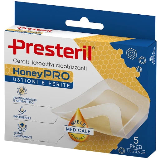 Presteril HoneyPRO - Cerotti Idroattivi Cicatrizzanti 7.5 x 4.5 cm 5 Pezzi